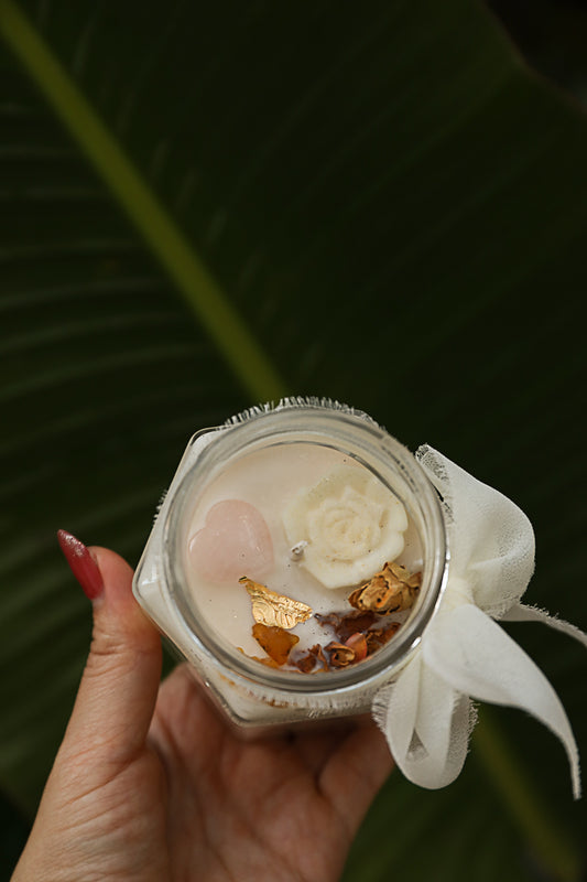 The Alchemy of LOVE Candle | Lavender × Geranium × Rose + A Heart of Rose Quartz
