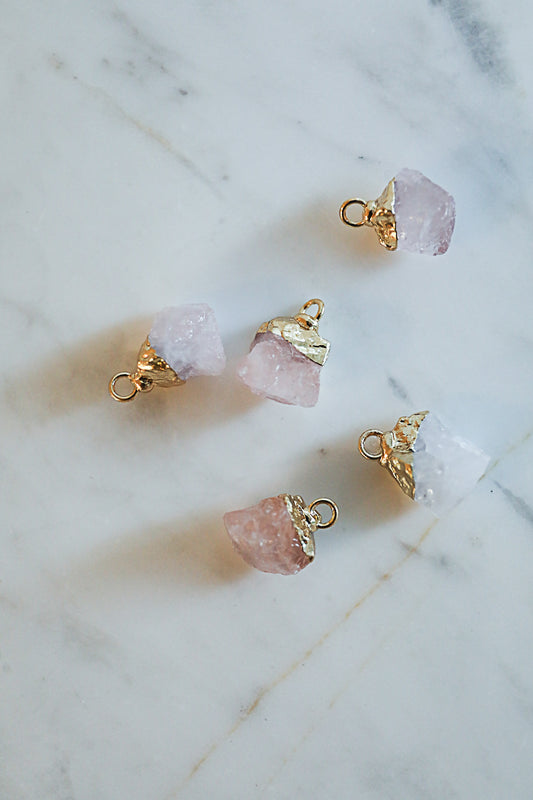 תליון גנסקי רוז קוורץ | זהב | Rose Quartz Genseki Pendant | Gold