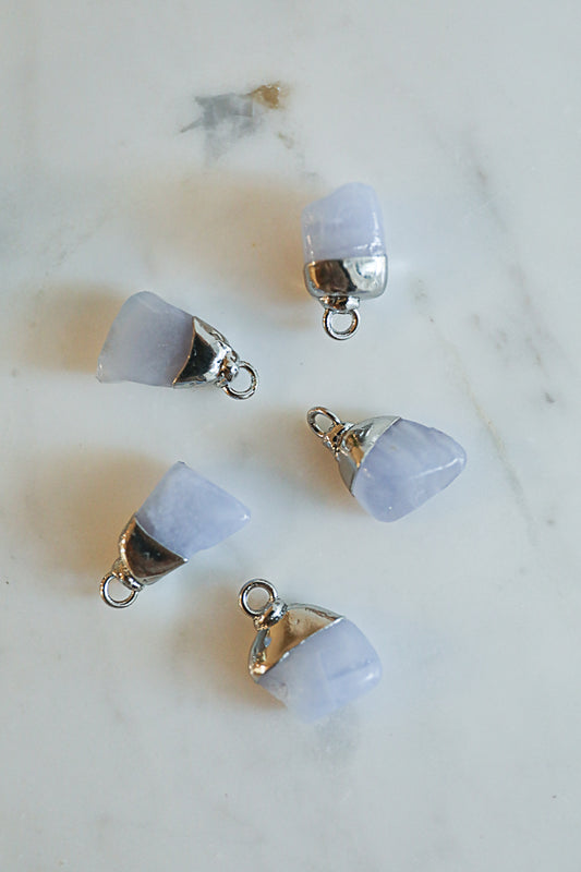 תליון גנסקי אגת תחרה כחולה | כסף | Blue Lace Agate Genseki Pendant | Sillver