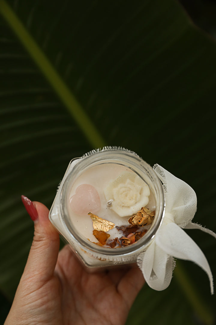 The Alchemy of LOVE Candle  | Lavender × Geranium × Rose + A Heart of Rose Quartz